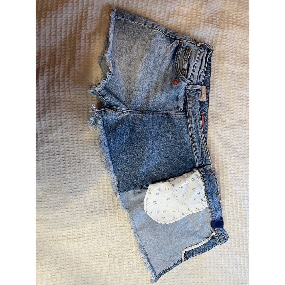 Pilcro Anthropologie Medium Wash Distressed Nood Zelus Denim Micro Mini Skort 26 - Picture 8 of 12
